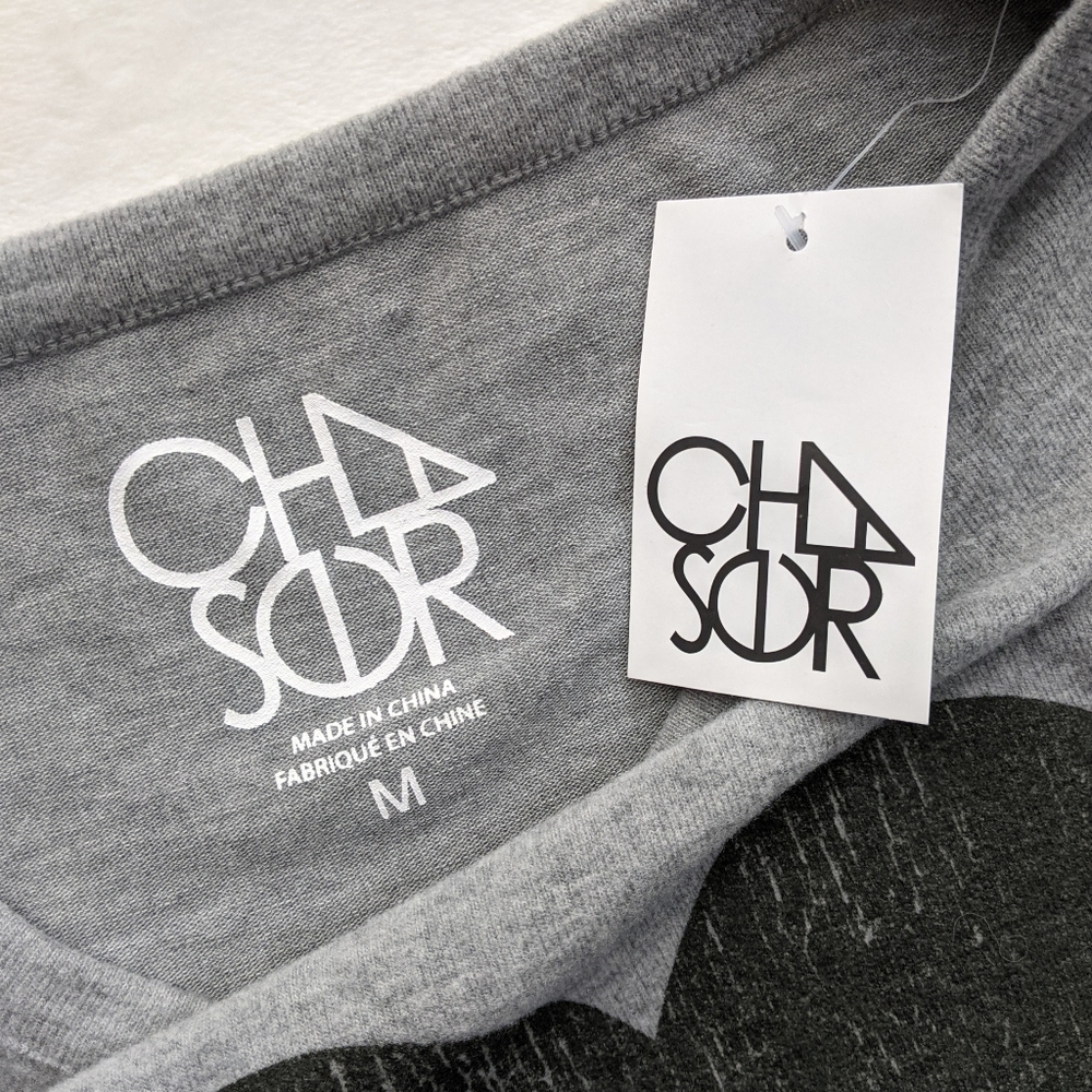 Chaser Pullover Heart Print Long Sleeve Scoop Neck Lounge Heather Grey M NWT - Picture 13 of 15